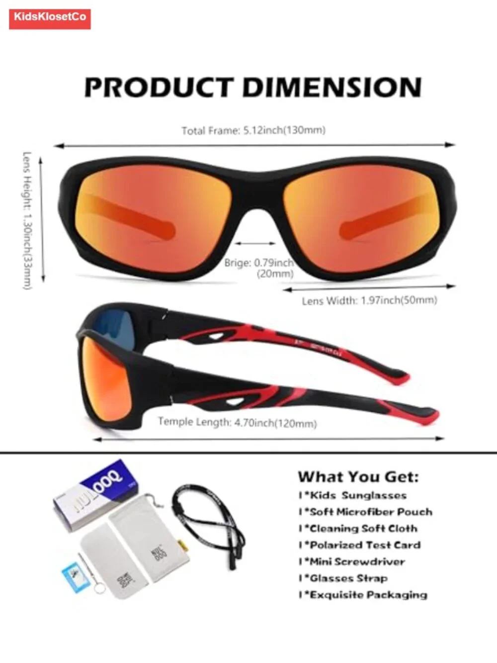 Flexible TPEE Frame Kids Polarized Sunglasses for Sports